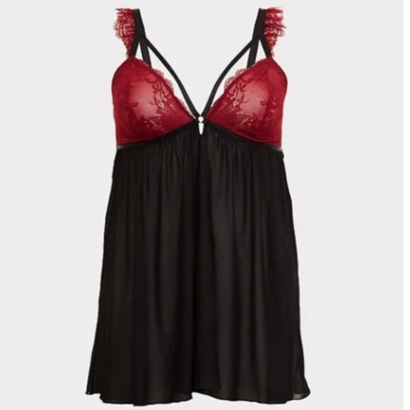 torrid Other - Torrid BLACK & DARK RED LACE STRAPPY BABYDOLL 2